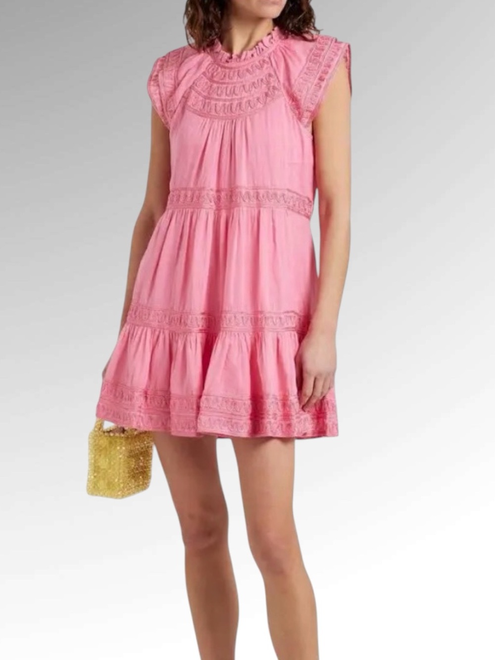 VERONICA BEARD 
Keely Embroidered Ramie-Gauze Mini Dress